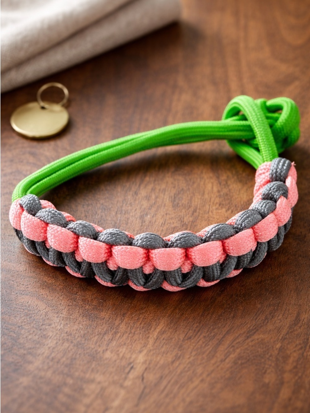 Raise - Paratrooper Cord Adjustable Bracelet Pink & Lime Green - Paracord